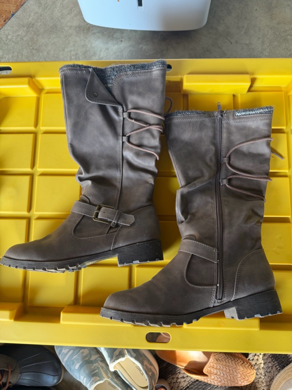 Jelly Pop Brown Mid-Calf Lace/Zip Riding Boots